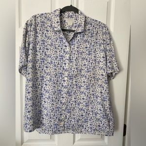 Vintage Juniors Esprit Collection Floral S/S Rayon Button Down Shirt Size Med